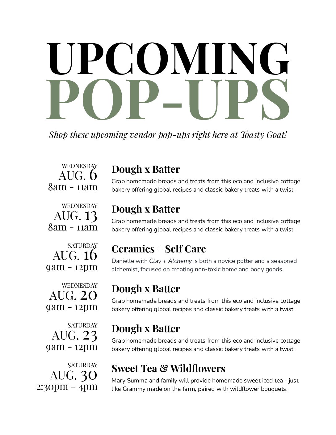 August 2025 POP UPS at TG 1 pdf